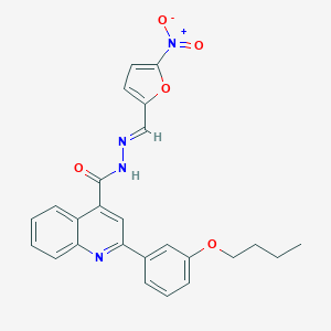 molecular formula C25H22N4O5 B445656 2-(3-butoxyphenyl)-N'-({5-nitro-2-furyl}methylene)-4-quinolinecarbohydrazide 