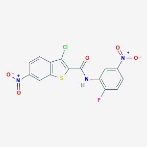 molecular formula C15H7ClFN3O5S B445662 3-chloro-N-(2-fluoro-5-nitrophenyl)-6-nitro-1-benzothiophene-2-carboxamide 