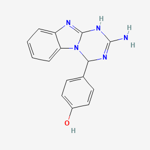 molecular formula C15H13N5O B4456698 4-(2-amino-1,4-dihydro[1,3,5]triazino[1,2-a]benzimidazol-4-yl)phenol 