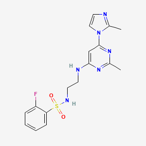 2-fluoro-N-(2-{[2-methyl-6-(2-methyl-1H-imidazol-1-yl)-4-pyrimidinyl]amino}ethyl)benzenesulfonamide