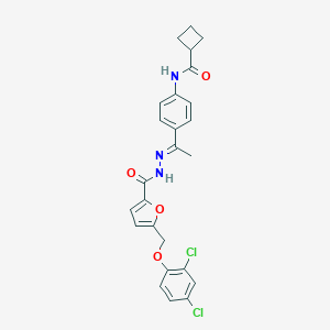 molecular formula C25H23Cl2N3O4 B445672 N-[4-(N-{5-[(2,4-dichlorophenoxy)methyl]-2-furoyl}ethanehydrazonoyl)phenyl]cyclobutanecarboxamide 