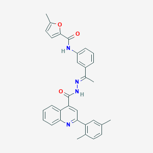 N-[3-(N-{[2-(2,5-dimethylphenyl)-4-quinolinyl]carbonyl}ethanehydrazonoyl)phenyl]-5-methyl-2-furamide