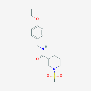 molecular formula C16H24N2O4S B4456748 N-(4-ethoxybenzyl)-1-(methylsulfonyl)-3-piperidinecarboxamide 