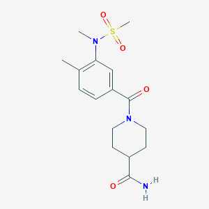 molecular formula C16H23N3O4S B4456837 1-{4-methyl-3-[methyl(methylsulfonyl)amino]benzoyl}-4-piperidinecarboxamide 