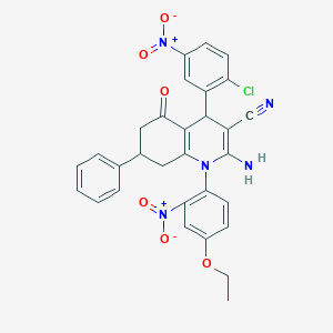 2-Amino-4-(2-chloro-5-nitrophenyl)-1-(4-ethoxy-2-nitrophenyl)-5-oxo-7-phenyl-1,4,5,6,7,8-hexahydroquinoline-3-carbonitrile