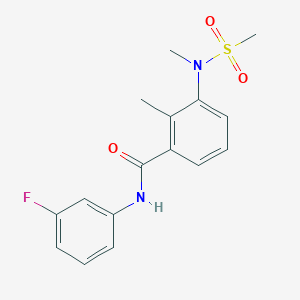 molecular formula C16H17FN2O3S B4456860 N-(3-fluorophenyl)-2-methyl-3-[methyl(methylsulfonyl)amino]benzamide 