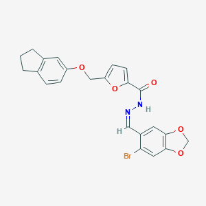 molecular formula C23H19BrN2O5 B445691 N'-[(6-bromo-1,3-benzodioxol-5-yl)methylene]-5-[(2,3-dihydro-1H-inden-5-yloxy)methyl]-2-furohydrazide 