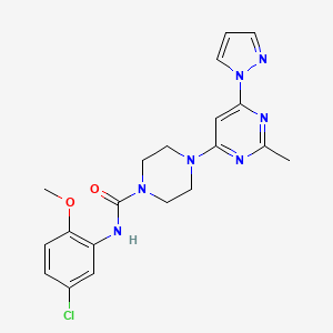 molecular formula C20H22ClN7O2 B4456925 N-(5-chloro-2-methoxyphenyl)-4-[2-methyl-6-(1H-pyrazol-1-yl)-4-pyrimidinyl]-1-piperazinecarboxamide 