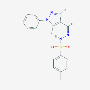 molecular formula C19H20N4O2S B445694 N-[(Z)-(3,5-dimethyl-1-phenylpyrazol-4-yl)methylideneamino]-4-methylbenzenesulfonamide 