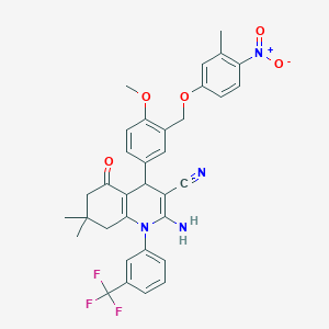 2-Amino-4-[3-({4-nitro-3-methylphenoxy}methyl)-4-methoxyphenyl]-7,7-dimethyl-5-oxo-1-[3-(trifluoromethyl)phenyl]-1,4,5,6,7,8-hexahydroquinoline-3-carbonitrile