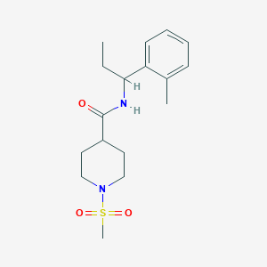 molecular formula C17H26N2O3S B4456982 N-[1-(2-methylphenyl)propyl]-1-(methylsulfonyl)-4-piperidinecarboxamide 