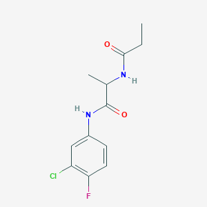 molecular formula C12H14ClFN2O2 B4456988 N~1~-(3-chloro-4-fluorophenyl)-N~2~-propionylalaninamide 