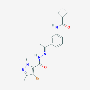 N-(3-{N-[(4-bromo-1,3-dimethyl-1H-pyrazol-5-yl)carbonyl]ethanehydrazonoyl}phenyl)cyclobutanecarboxamide