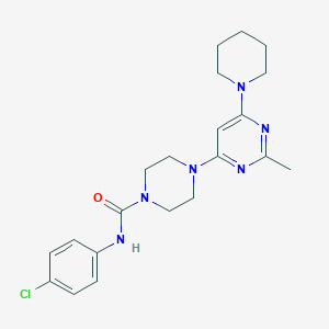 molecular formula C21H27ClN6O B4456993 N-(4-chlorophenyl)-4-[2-methyl-6-(1-piperidinyl)-4-pyrimidinyl]-1-piperazinecarboxamide 