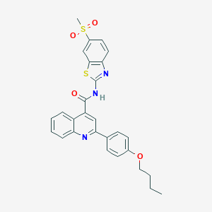 molecular formula C28H25N3O4S2 B445700 2-(4-butoxyphenyl)-N-[6-(methylsulfonyl)-1,3-benzothiazol-2-yl]-4-quinolinecarboxamide 