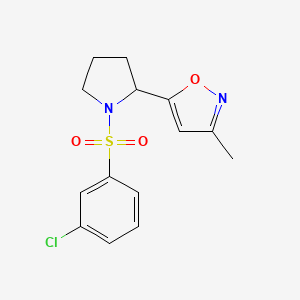 molecular formula C14H15ClN2O3S B4457007 5-{1-[(3-chlorophenyl)sulfonyl]-2-pyrrolidinyl}-3-methylisoxazole 