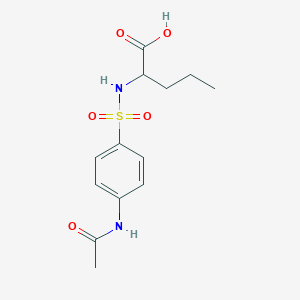 molecular formula C13H18N2O5S B4457106 N-{[4-(acetylamino)phenyl]sulfonyl}norvaline 