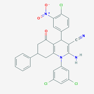 2-Amino-4-(4-chloro-3-nitrophenyl)-1-(3,5-dichlorophenyl)-5-oxo-7-phenyl-1,4,5,6,7,8-hexahydroquinoline-3-carbonitrile