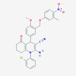2-Amino-1-(2-chlorophenyl)-4-[3-({4-nitro-3-methylphenoxy}methyl)-4-methoxyphenyl]-5-oxo-1,4,5,6,7,8-hexahydroquinoline-3-carbonitrile