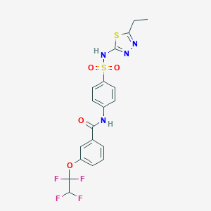 molecular formula C19H16F4N4O4S2 B445719 N-(4-{[(5-ethyl-1,3,4-thiadiazol-2-yl)amino]sulfonyl}phenyl)-3-(1,1,2,2-tetrafluoroethoxy)benzamide 