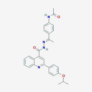 molecular formula C29H28N4O3 B445722 N-[4-(N-{[2-(4-isopropoxyphenyl)-4-quinolinyl]carbonyl}ethanehydrazonoyl)phenyl]acetamide 