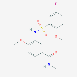 molecular formula C16H17FN2O5S B4457280 3-{[(5-fluoro-2-methoxyphenyl)sulfonyl]amino}-4-methoxy-N-methylbenzamide 