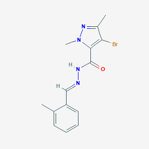 molecular formula C14H15BrN4O B445736 4-bromo-1,3-dimethyl-N'-(2-methylbenzylidene)-1H-pyrazole-5-carbohydrazide 