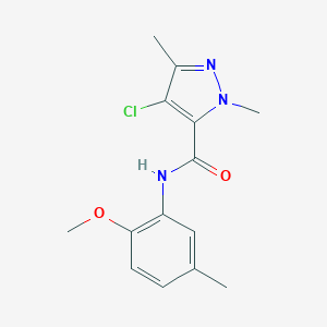 molecular formula C14H16ClN3O2 B445741 4-chloro-N-(2-methoxy-5-methylphenyl)-1,3-dimethyl-1H-pyrazole-5-carboxamide 