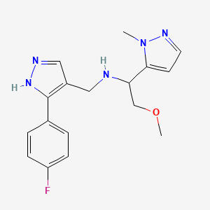 N-[[5-(4-fluorophenyl)-1H-pyrazol-4-yl]methyl]-2-methoxy-1-(2-methylpyrazol-3-yl)ethanamine