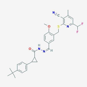 2-(4-tert-butylphenyl)-N'-[3-({[3-cyano-6-(difluoromethyl)-4-methyl-2-pyridinyl]sulfanyl}methyl)-4-methoxybenzylidene]cyclopropanecarbohydrazide