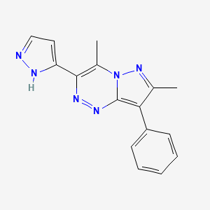 molecular formula C16H14N6 B4457473 4,7-dimethyl-8-phenyl-3-(1H-pyrazol-3-yl)pyrazolo[5,1-c][1,2,4]triazine 