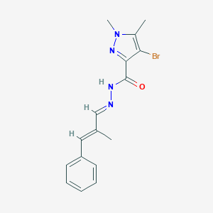 molecular formula C16H17BrN4O B445754 4-bromo-1,5-dimethyl-N'-(2-methyl-3-phenyl-2-propenylidene)-1H-pyrazole-3-carbohydrazide 