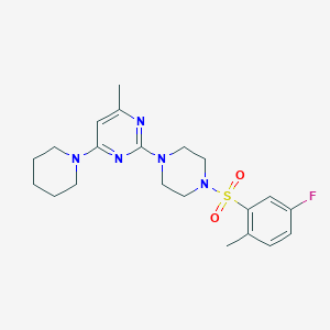 2-{4-[(5-fluoro-2-methylphenyl)sulfonyl]-1-piperazinyl}-4-methyl-6-(1-piperidinyl)pyrimidine