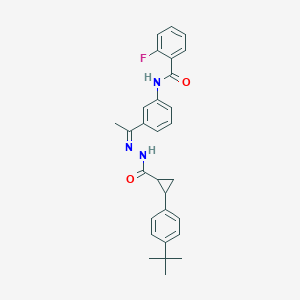 molecular formula C29H30FN3O2 B445756 N-[3-(N-{[2-(4-tert-butylphenyl)cyclopropyl]carbonyl}ethanehydrazonoyl)phenyl]-2-fluorobenzamide 