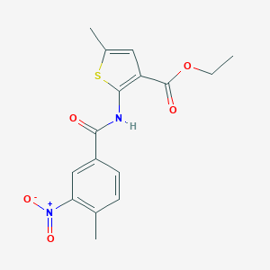 molecular formula C16H16N2O5S B445757 Ethyl 2-({3-nitro-4-methylbenzoyl}amino)-5-methylthiophene-3-carboxylate 