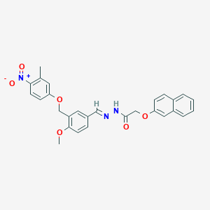 molecular formula C28H25N3O6 B445759 N'-[3-({4-nitro-3-methylphenoxy}methyl)-4-methoxybenzylidene]-2-(2-naphthyloxy)acetohydrazide 