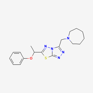 molecular formula C18H23N5OS B4457596 3-(1-azepanylmethyl)-6-(1-phenoxyethyl)[1,2,4]triazolo[3,4-b][1,3,4]thiadiazole 