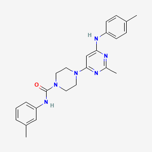 molecular formula C24H28N6O B4457608 4-{2-methyl-6-[(4-methylphenyl)amino]-4-pyrimidinyl}-N-(3-methylphenyl)-1-piperazinecarboxamide 