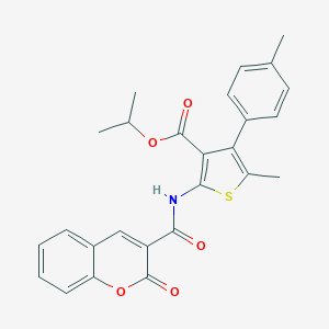 molecular formula C26H23NO5S B445761 isopropyl 5-methyl-4-(4-methylphenyl)-2-{[(2-oxo-2H-chromen-3-yl)carbonyl]amino}-3-thiophenecarboxylate 