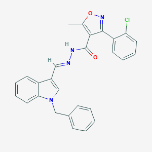 molecular formula C27H21ClN4O2 B445762 N'-[(1-benzyl-1H-indol-3-yl)methylene]-3-(2-chlorophenyl)-5-methyl-4-isoxazolecarbohydrazide 