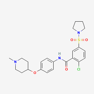 molecular formula C23H28ClN3O4S B4457623 2-chloro-N-{4-[(1-methyl-4-piperidinyl)oxy]phenyl}-5-(1-pyrrolidinylsulfonyl)benzamide 