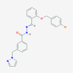 molecular formula C25H21BrN4O2 B445763 N'-{2-[(4-bromobenzyl)oxy]benzylidene}-3-(1H-pyrazol-1-ylmethyl)benzohydrazide 