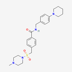 molecular formula C25H34N4O3S B4457630 4-{[(4-methyl-1-piperazinyl)sulfonyl]methyl}-N-[4-(1-piperidinyl)benzyl]benzamide 