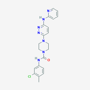 molecular formula C21H22ClN7O B4457643 N-(3-chloro-4-methylphenyl)-4-[6-(2-pyridinylamino)-3-pyridazinyl]-1-piperazinecarboxamide 