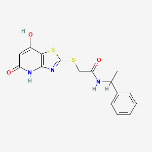 2-[(7-hydroxy-5-oxo-4,5-dihydro[1,3]thiazolo[4,5-b]pyridin-2-yl)thio]-N-(1-phenylethyl)acetamide