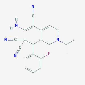 6-amino-8-(2-fluorophenyl)-2-isopropyl-2,3,8,8a-tetrahydro-5,7,7(1H)-isoquinolinetricarbonitrile