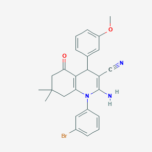 molecular formula C25H24BrN3O2 B445773 2-Amino-1-(3-bromophenyl)-4-(3-methoxyphenyl)-7,7-dimethyl-5-oxo-1,4,5,6,7,8-hexahydro-3-quinolinecarbonitrile 