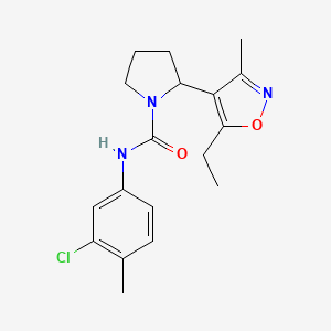 molecular formula C18H22ClN3O2 B4457743 N-(3-chloro-4-methylphenyl)-2-(5-ethyl-3-methyl-4-isoxazolyl)-1-pyrrolidinecarboxamide 