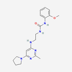 molecular formula C19H26N6O2 B4457784 N-(2-methoxyphenyl)-N'-(2-{[2-methyl-6-(1-pyrrolidinyl)-4-pyrimidinyl]amino}ethyl)urea 