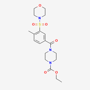 molecular formula C19H27N3O6S B4457804 ethyl 4-[4-methyl-3-(4-morpholinylsulfonyl)benzoyl]-1-piperazinecarboxylate 